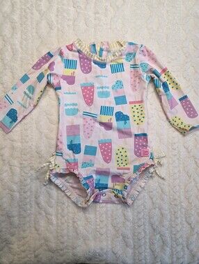 RuffleButts Popsicle One Piece Rash Guard Swimsuit 12-18M
